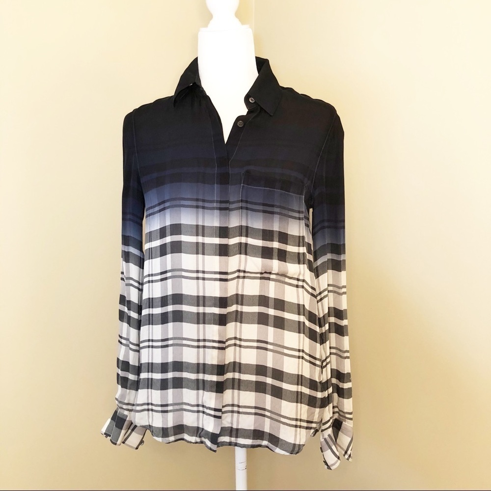 Haute Hippie Dip Dye Plaid Silk Blouse NWOT - XS